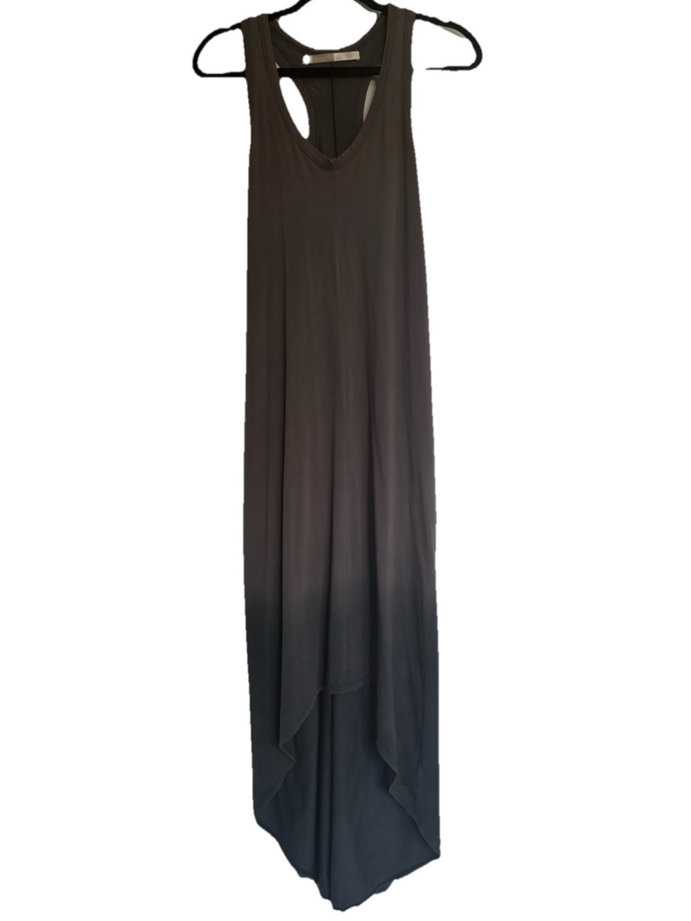 Athleta High Low Racerback Tank Dress Gray Black Ombre M Scoop Neck Lightweight